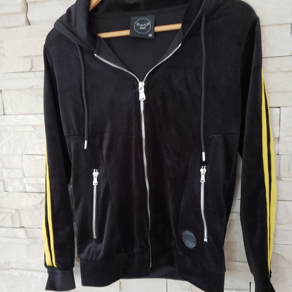 Women's Double-Striped Velvet Hooded Jacket - Picture 2 of 8